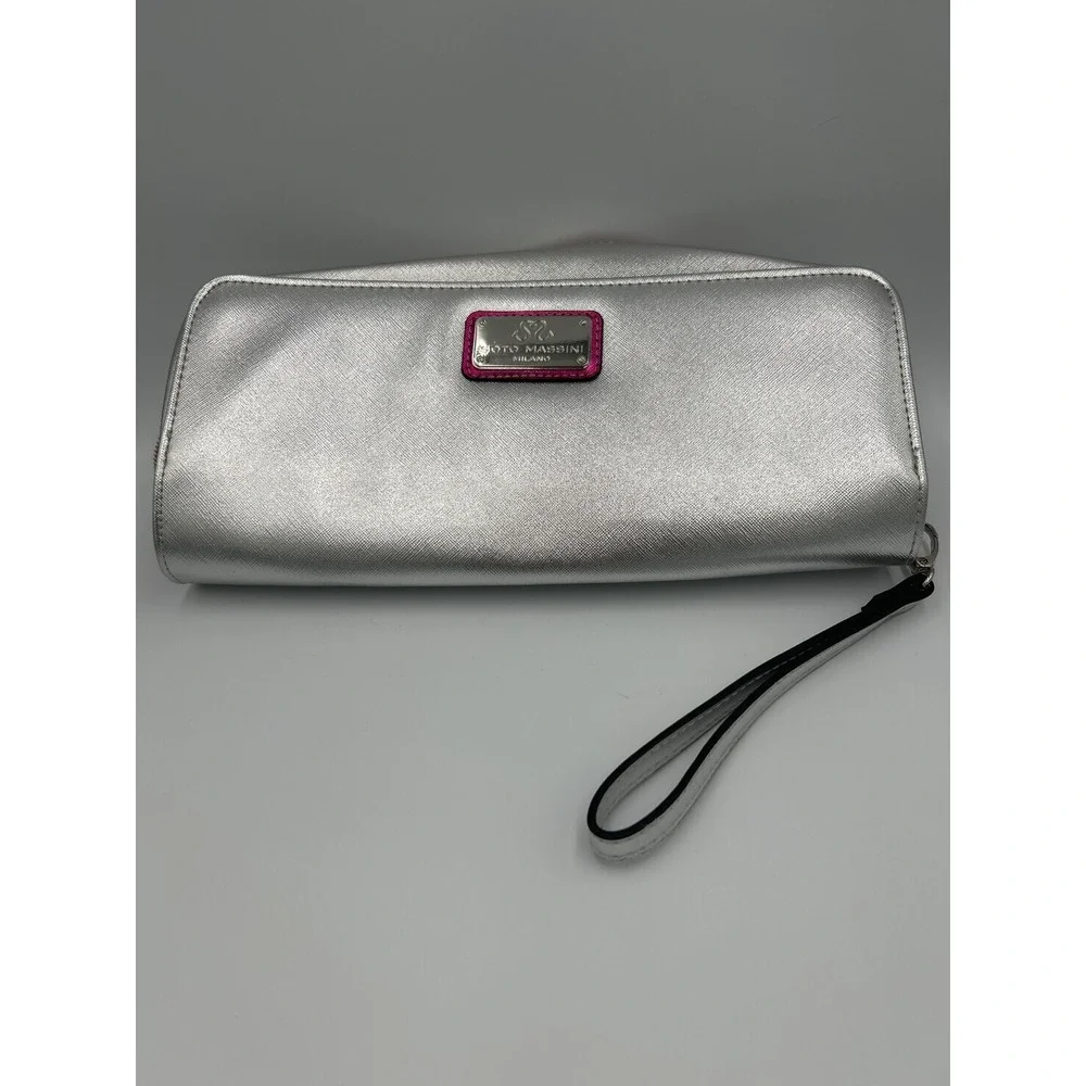 Soto Massini Milano Silver Metallic Ballet Clutch‎ Wallet Organizer